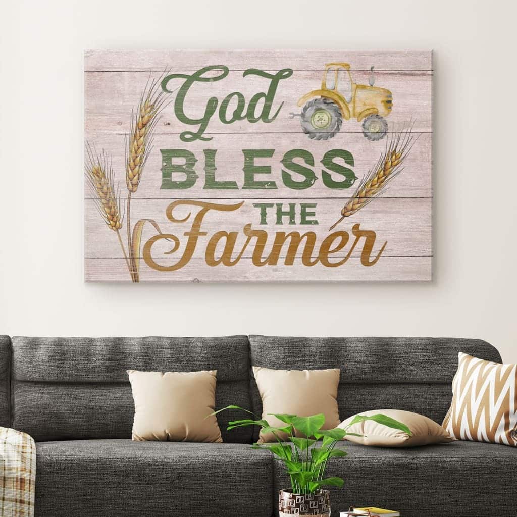 Rustic Farmhouse God Bless The Farmer Canvas Wall Art Rustic Farmhouse God Bless The Farmer Canvas Wall Art