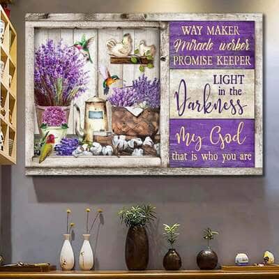 Christian Canvas Wall Art Way Maker Miracle Worker Lavender