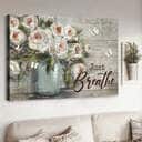Christian Just Breathe Canvas Wall Art Rose Butterfly Christian Just Breathe Canvas Wall Art Rose Butterfly