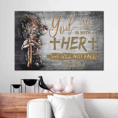 Christian Warrior Of Christ Psalm 46:5 God Is With Her She Will Not Fall Canvas Wall Art