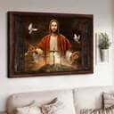 Christian Jesus Dove Cross Canvas Wall Art