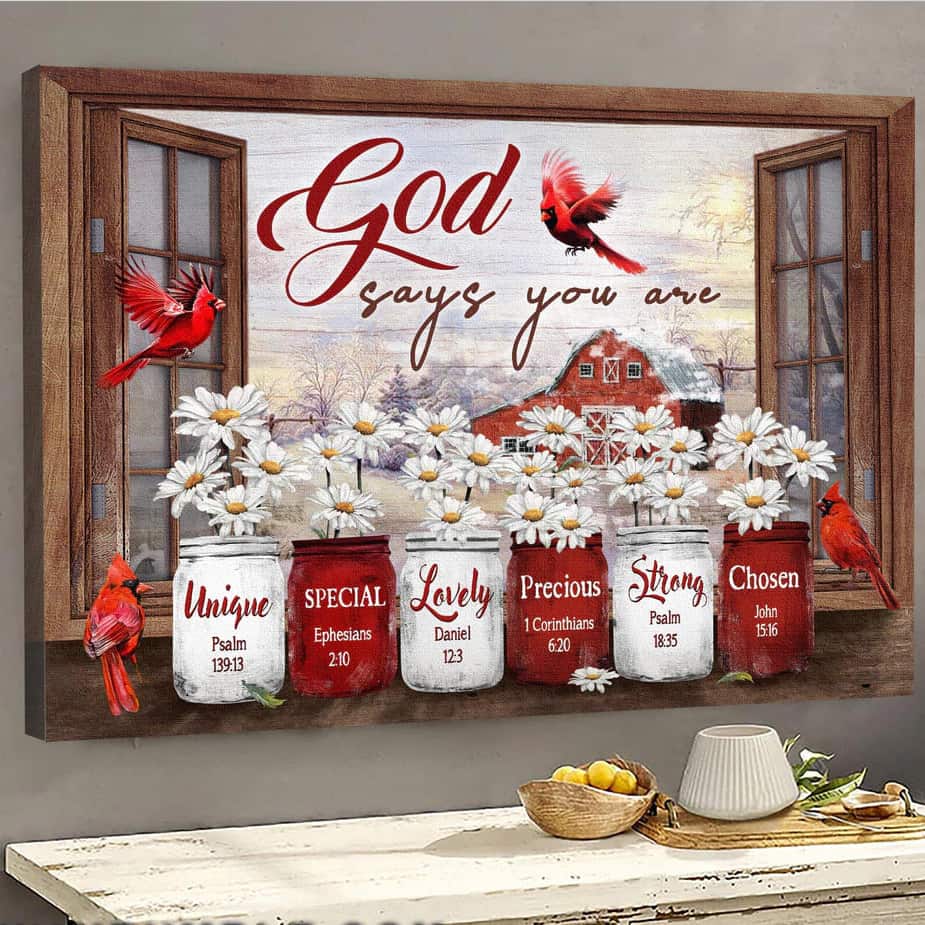 Christian God Says You Are Canvas Wall Art Daisy Flower Cardinals Christian God Says You Are Canvas Wall Art Daisy Flower Cardinals