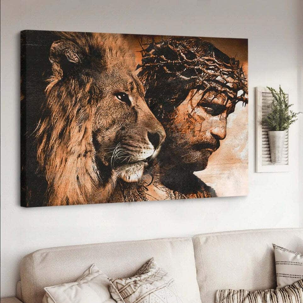 Jesus Christian Canvas Wall Art Lion Crown Of Thorn Jesus Christian Canvas Wall Art Lion Crown Of Thorn