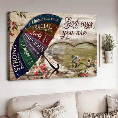 Christian God Says You Are Canvas Wall Art Umbrella Rainy Day