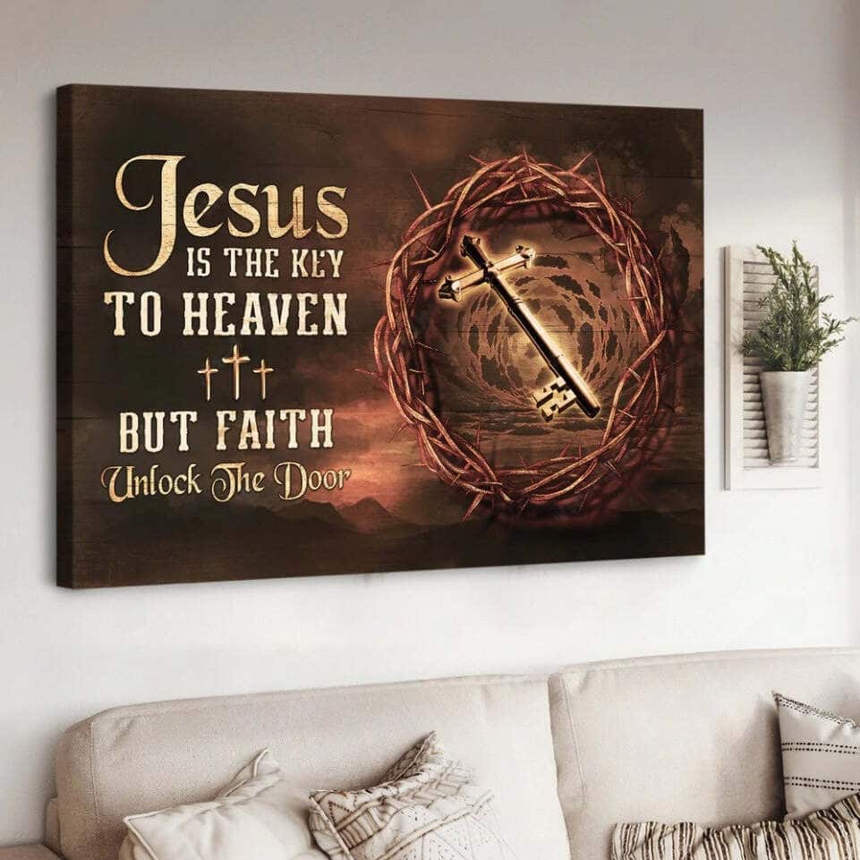 Christian Canvas Wall Art Cross Jesus Is The Key To Heaven Christian Canvas Wall Art Cross Jesus Is The Key To Heaven