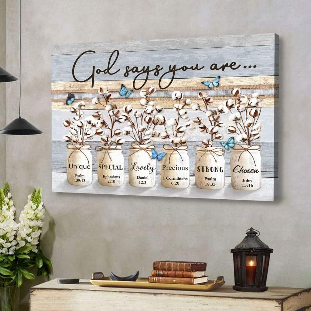 Christian God Says You Are Canvas Wall Art Cotton Flowers Butterflies Christian God Says You Are Canvas Wall Art Cotton Flowers Butterflies