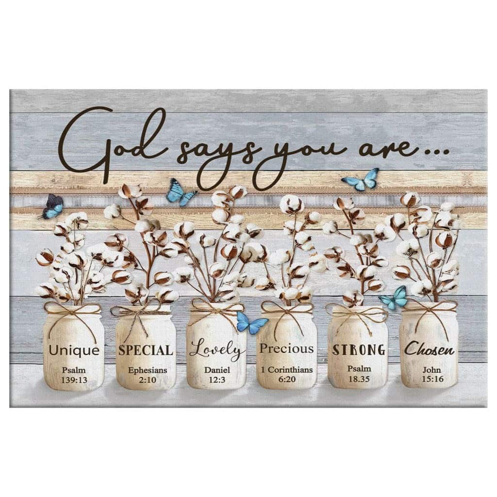 Christian God Says You Are Canvas Wall Art Cotton Flowers Butterflies Christian God Says You Are Canvas Wall Art Cotton Flowers Butterflies