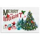 Christmas Tree Merry And Bright Christian Religious Canvas Wall Art