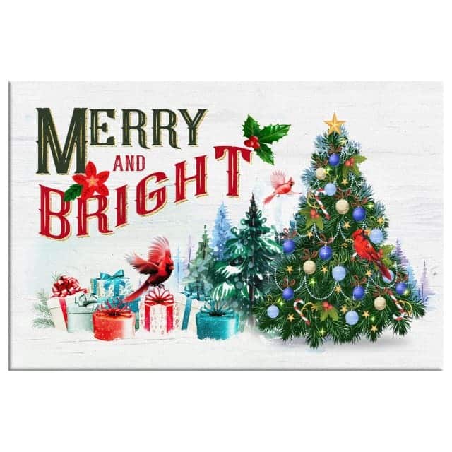 Christmas Tree Merry And Bright Christian Religious Canvas Wall Art Christmas Tree Merry And Bright Christian Religious Canvas Wall Art