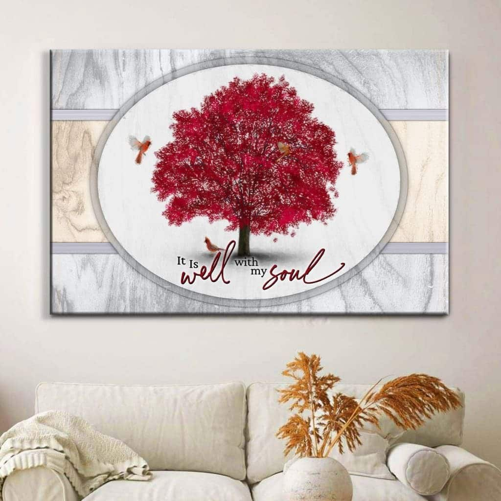 Christian Canvas Wall Art Cardinal Birds It Is Well With My Soul