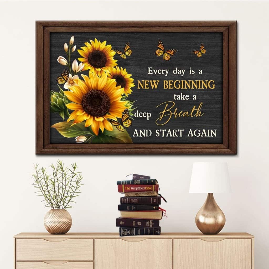 Christian Canvas Wall Art Butterfly Sunflower Every Day Is A New Beginning Christian Canvas Wall Art Butterfly Sunflower Every Day Is A New Beginning