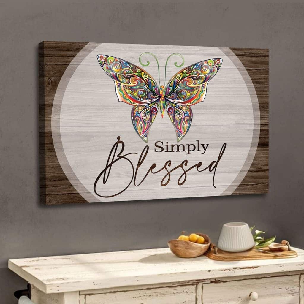 Christian Simply Blessed Canvas Wall Art Butterflies Christian Simply Blessed Canvas Wall Art Butterflies