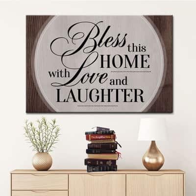 Christian Canvas Wall Art Bless This Home With Love And Laughter