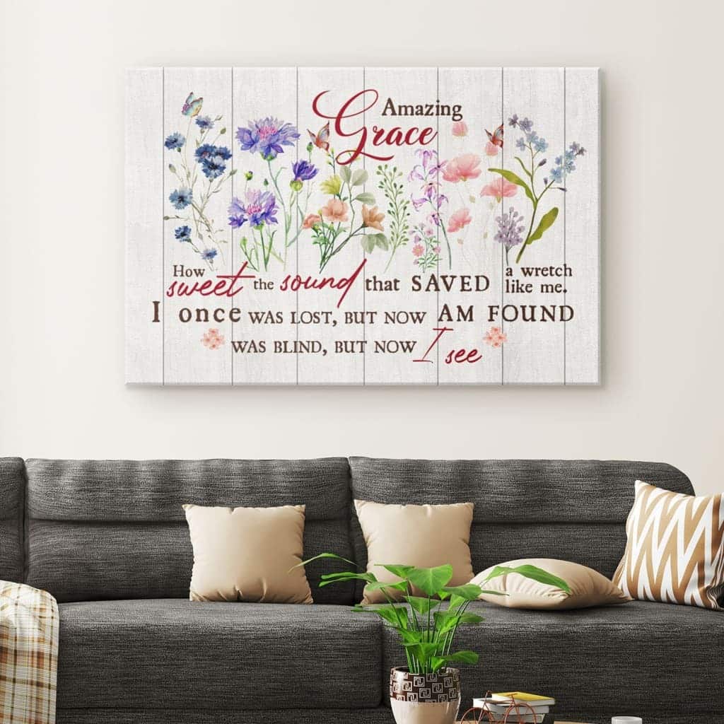 Christian Canvas Wall Art Amazing Grace How Sweet The Sound Flowers Christian Canvas Wall Art Amazing Grace How Sweet The Sound Flowers