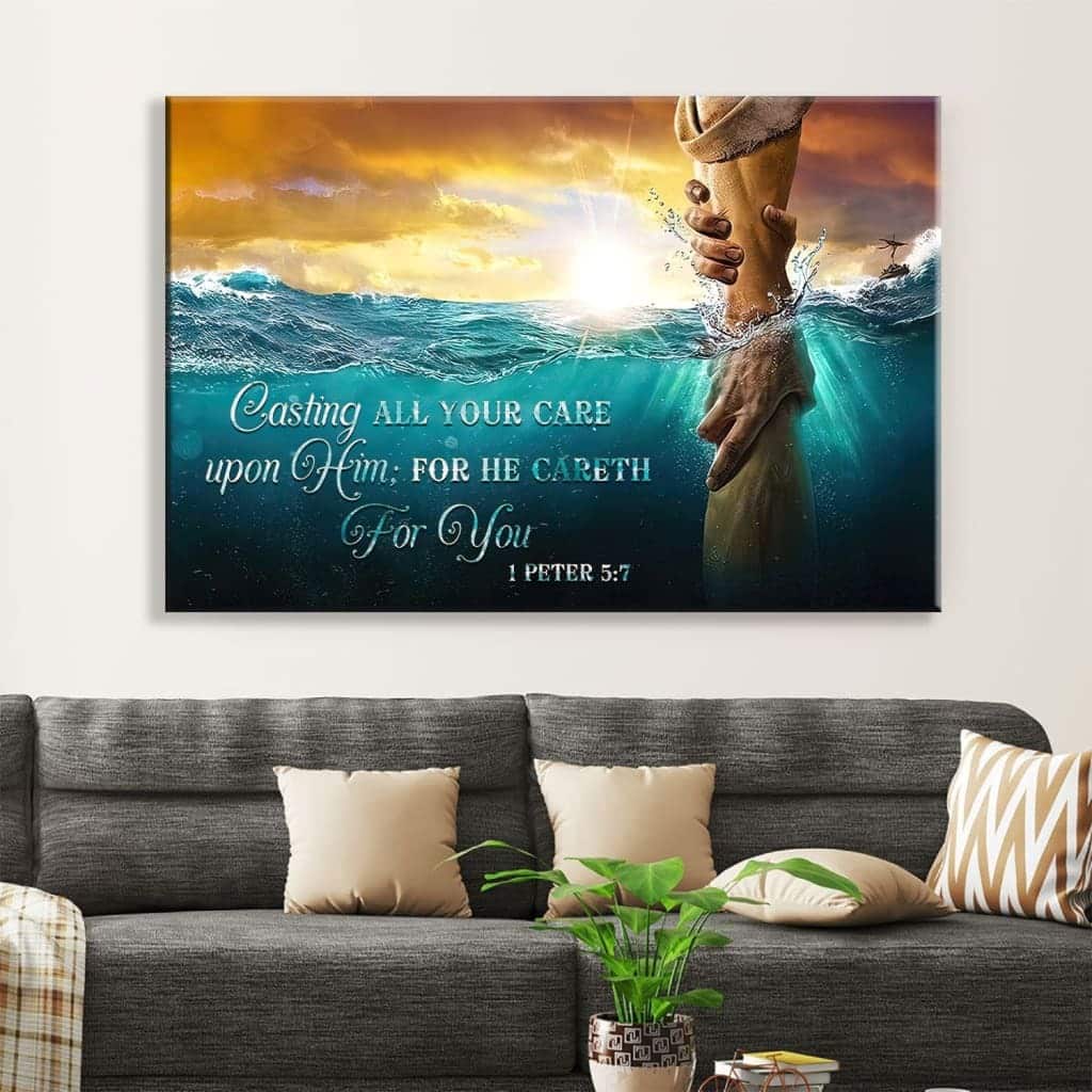 Christian Canvas Wall Art Casting All Your Care Upon Him 1 Peter 5:7 Christian Canvas Wall Art Casting All Your Care Upon Him 1 Peter 5:7