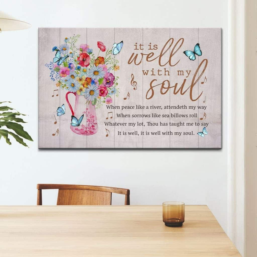 Christian Canvas Wall Art Floral It Is Well With My Soul