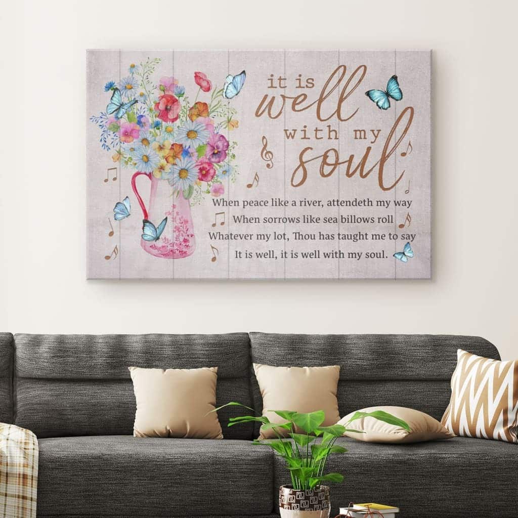 Christian Canvas Wall Art Floral It Is Well With My Soul Christian Canvas Wall Art Floral It Is Well With My Soul