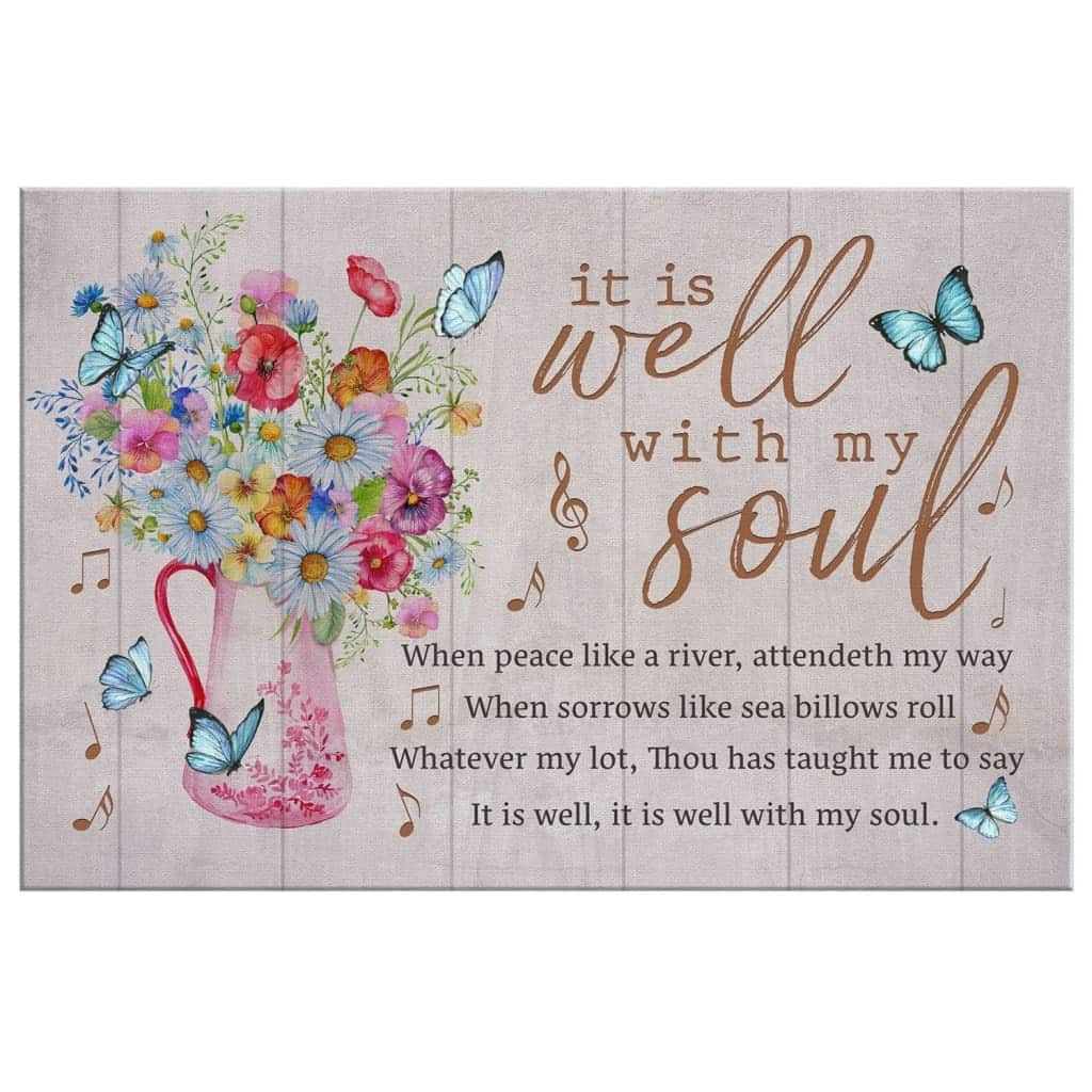 Christian Canvas Wall Art Floral It Is Well With My Soul Christian Canvas Wall Art Floral It Is Well With My Soul