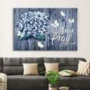 Christian Canvas Wall Art Butterfly Hydrangea Just Pray