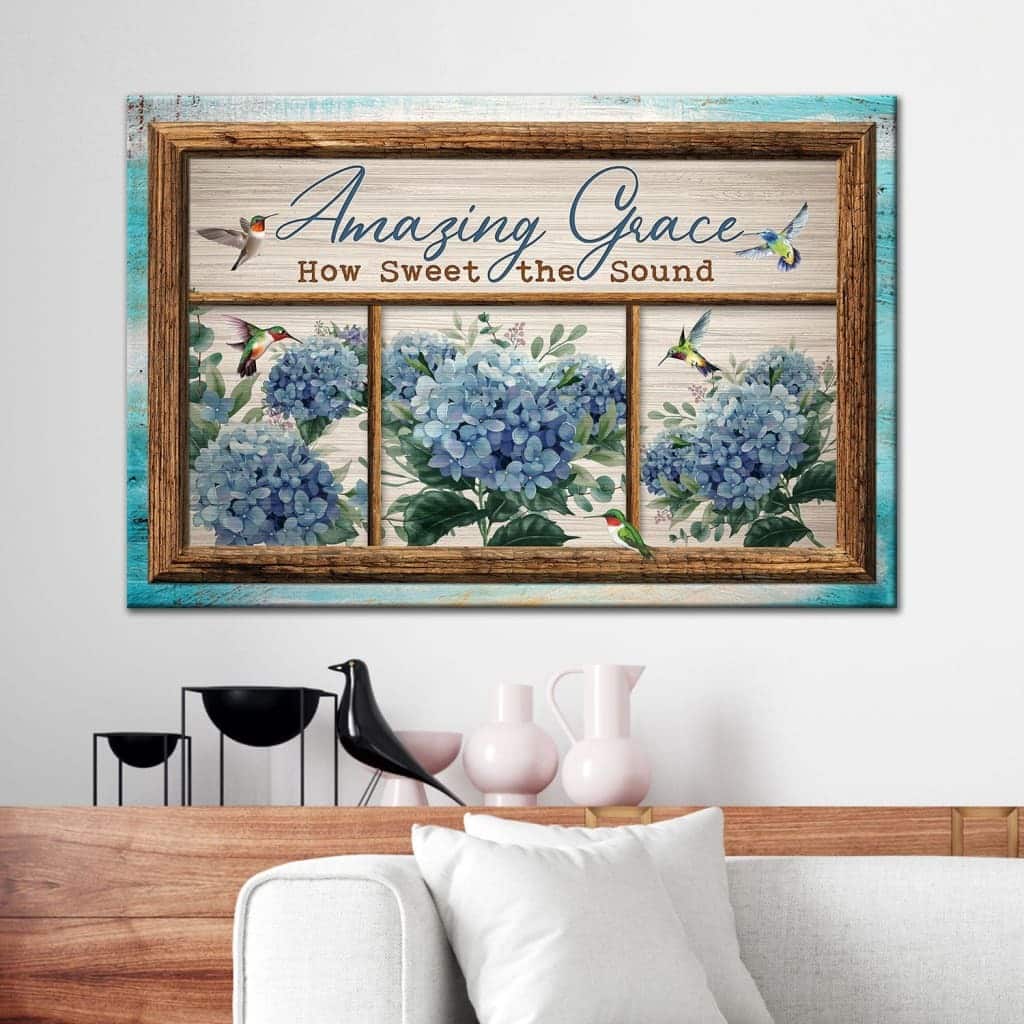 Christian Canvas Wall Art Hummingbird Hydrangea Amazing Grace How Sweet The Sound Christian Canvas Wall Art Hummingbird Hydrangea Amazing Grace How Sweet The Sound