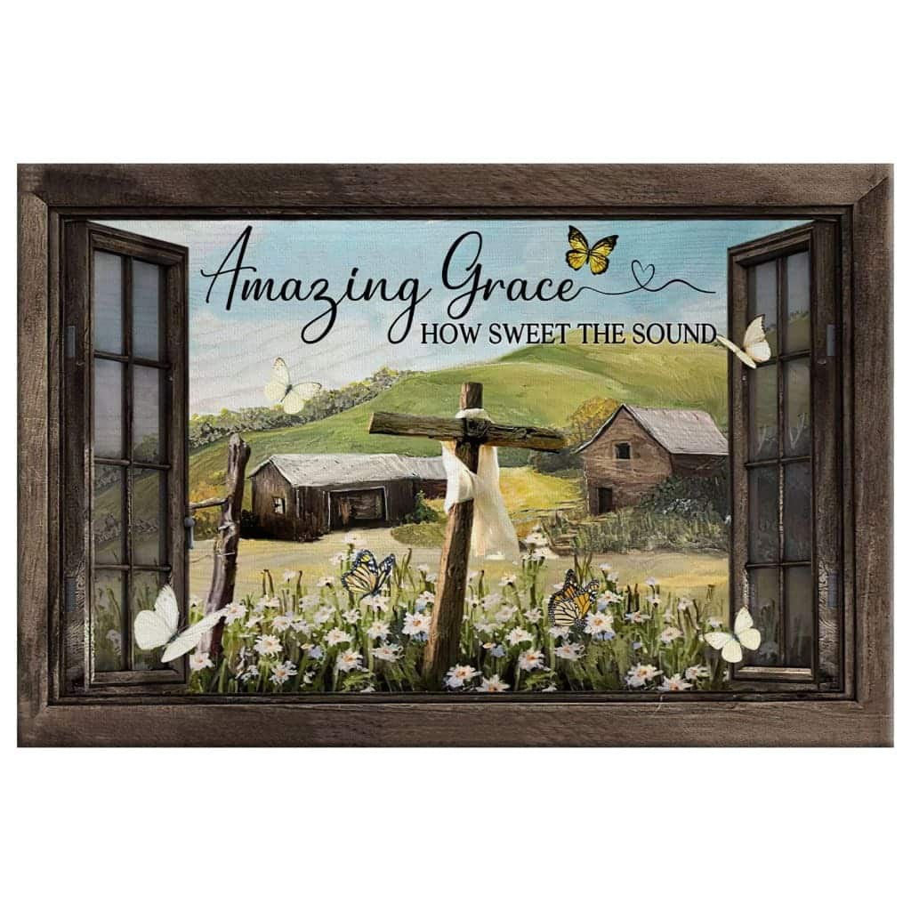 Christian Canvas Wall Art Rustic Farmhouse Amazing Grace How Sweet The Sound Christian Canvas Wall Art Rustic Farmhouse Amazing Grace How Sweet The Sound