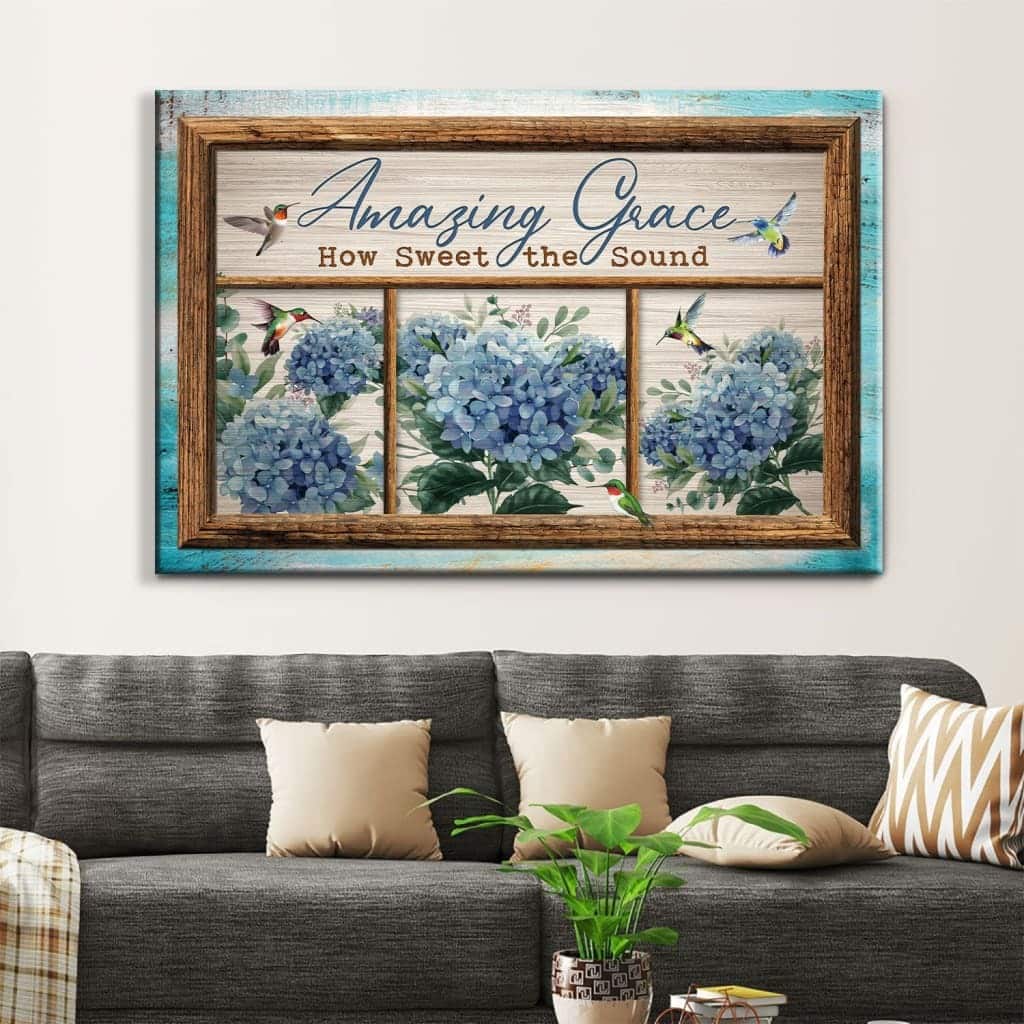 Christian Canvas Wall Art Hummingbird Hydrangea Amazing Grace How Sweet The Sound Christian Canvas Wall Art Hummingbird Hydrangea Amazing Grace How Sweet The Sound