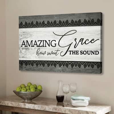 Christian Canvas Wall Art Amazing Grace How Sweet The Sound Farmhouse Style Christian Canvas Wall Art Amazing Grace How Sweet The Sound Farmhouse Style