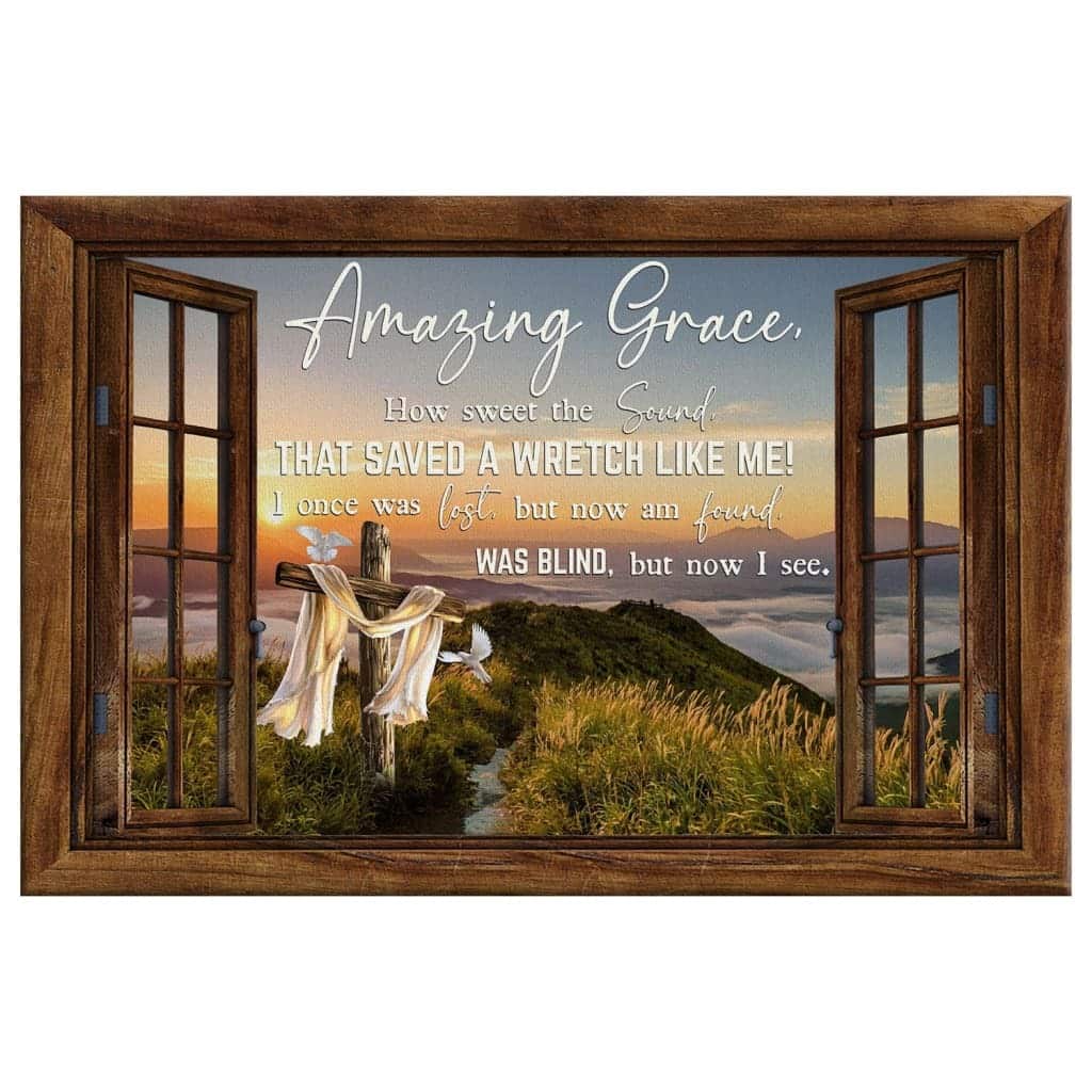 Christian Canvas Wall Art Amazing Grace How Sweet The Sound Cross Mountain Christian Canvas Wall Art Amazing Grace How Sweet The Sound Cross Mountain