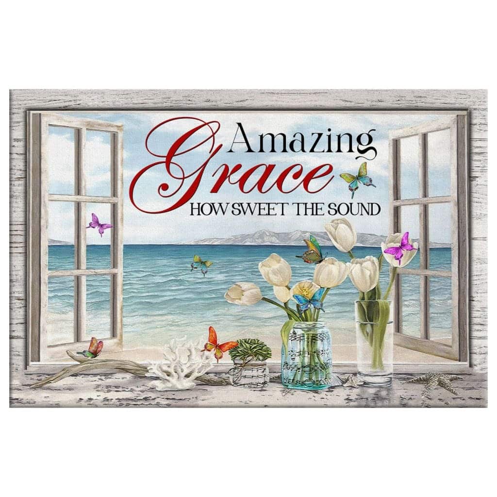 Christian Canvas Wall Art Beach Amazing Grace How Sweet The Sound Christian Canvas Wall Art Beach Amazing Grace How Sweet The Sound