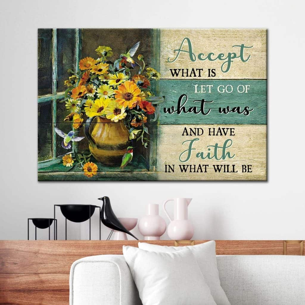 Christian Canvas Wall Art Flower Accept What Is Let Go Of What Was