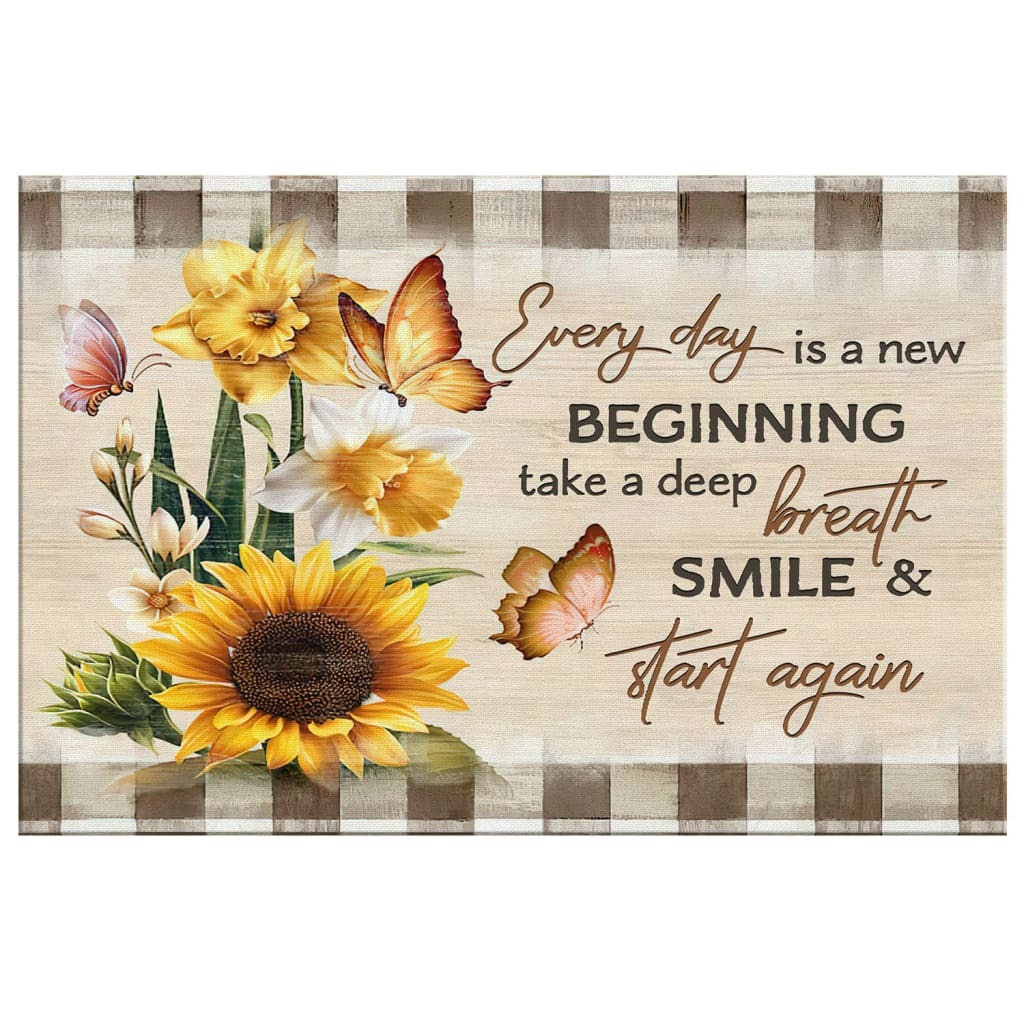 Christian Canvas Wall Art Every Day Is A New Beginning Butterfly Sunflowers Christian Canvas Wall Art Every Day Is A New Beginning Butterfly Sunflowers