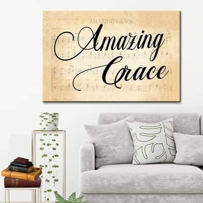 Christian Canvas Wall Art Amazing Grace Farmhouse