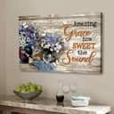 Christian Canvas Wall Art Amazing Grace How Sweet The Sound Daisy Butterfly