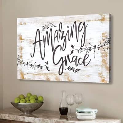 Amazing Grace Religious Christian Canvas Wall Art