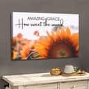 Christian Canvas Wall Art Amazing Grace How Sweet The Sound Sunflower