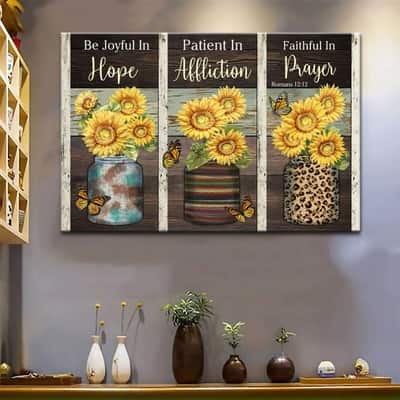 Christian Canvas Wall Art Romans 12:12 Be Joyful In Hope