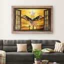 Christian Canvas Wall Art Jesus Open Arms Bald Eagle