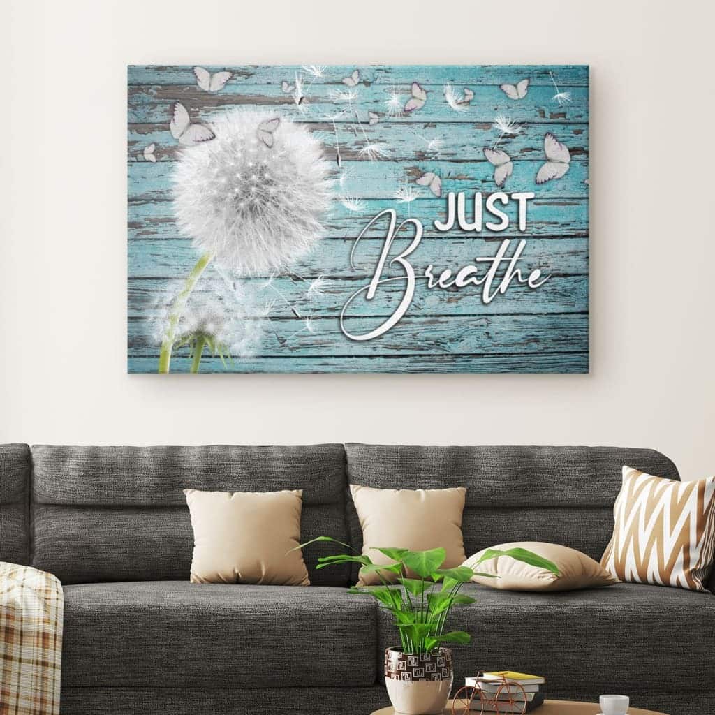 Christian Just Breathe Canvas Wall Art Dandelion Butterfly Christian Just Breathe Canvas Wall Art Dandelion Butterfly