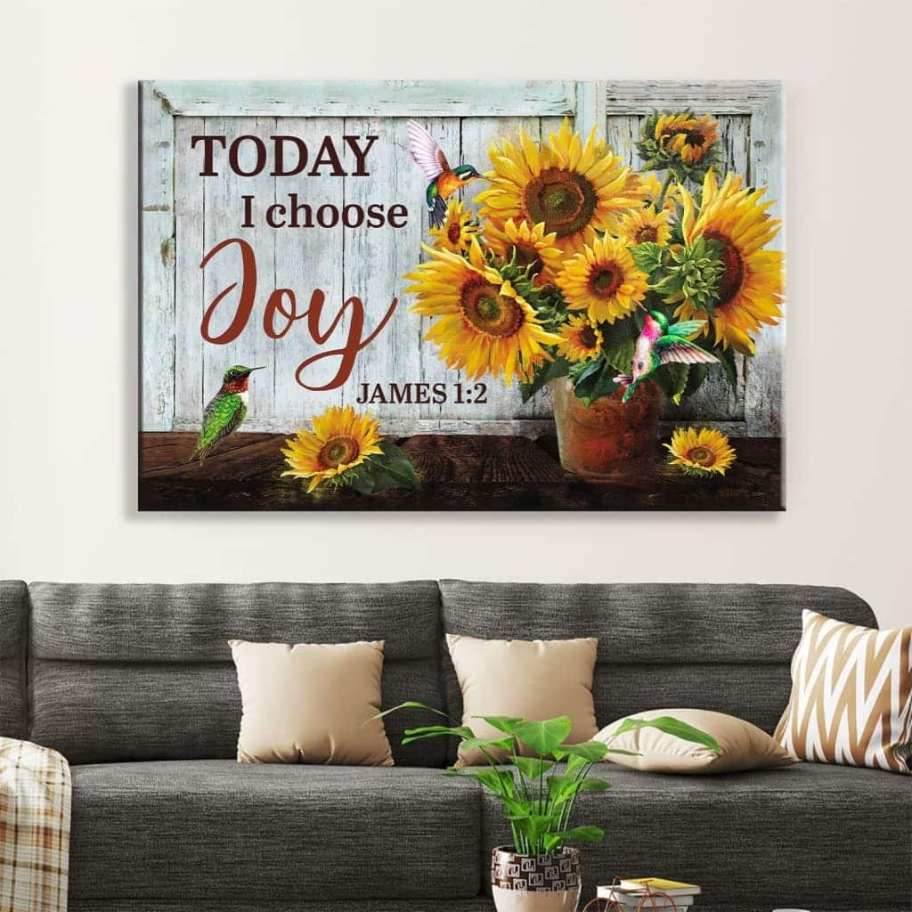 Christian James 1:2 Today I Choose Joy Canvas Wall Art Religious Sunflower Christian James 1:2 Today I Choose Joy Canvas Wall Art Religious Sunflower