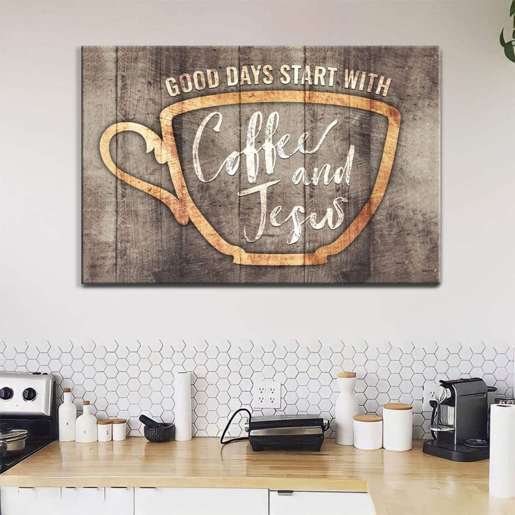 Coffee And Jesus Christian Canvas Wall Art