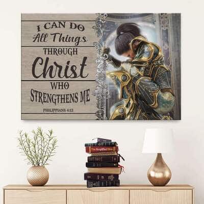 Christian Philippians 4:13 I Can Do All Things Through Christ Who Strengthens Me Canvas Wall Art