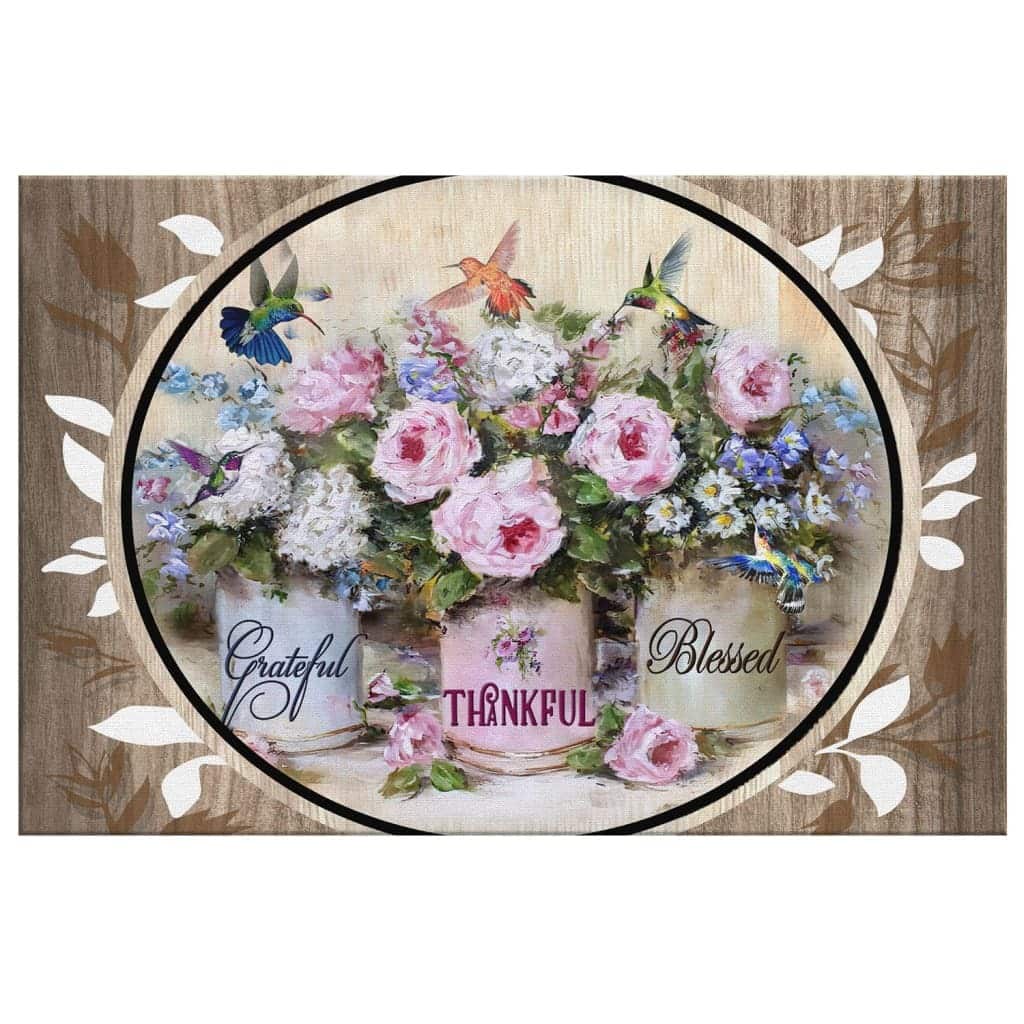 Christian Canvas Wall Art Grateful Thankful Blessed Hummingbird Flowers Christian Canvas Wall Art Grateful Thankful Blessed Hummingbird Flowers
