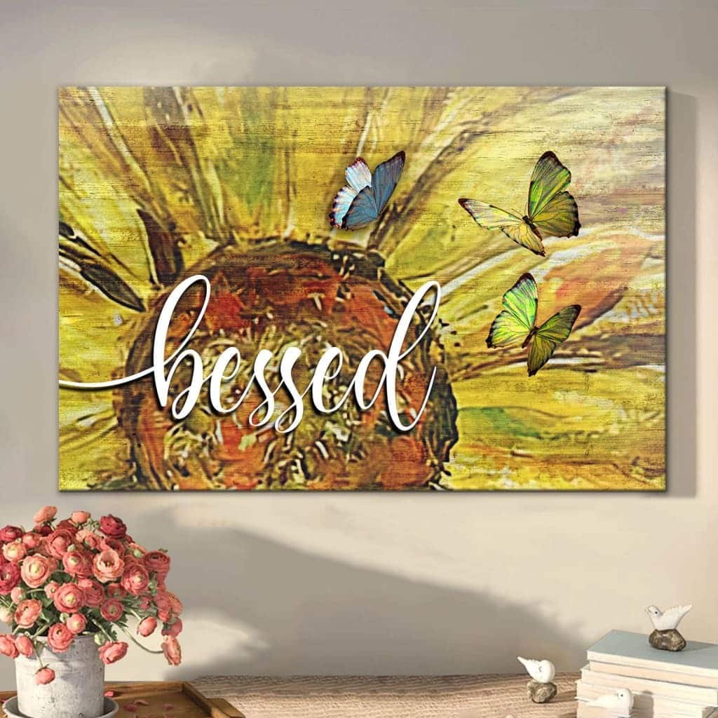 Christian Canvas Wall Art Blessed Sunflower Christian Canvas Wall Art Blessed Sunflower