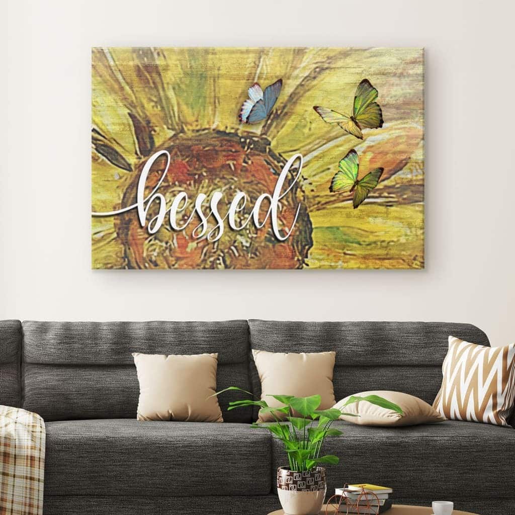 Christian Canvas Wall Art Blessed Sunflower Christian Canvas Wall Art Blessed Sunflower