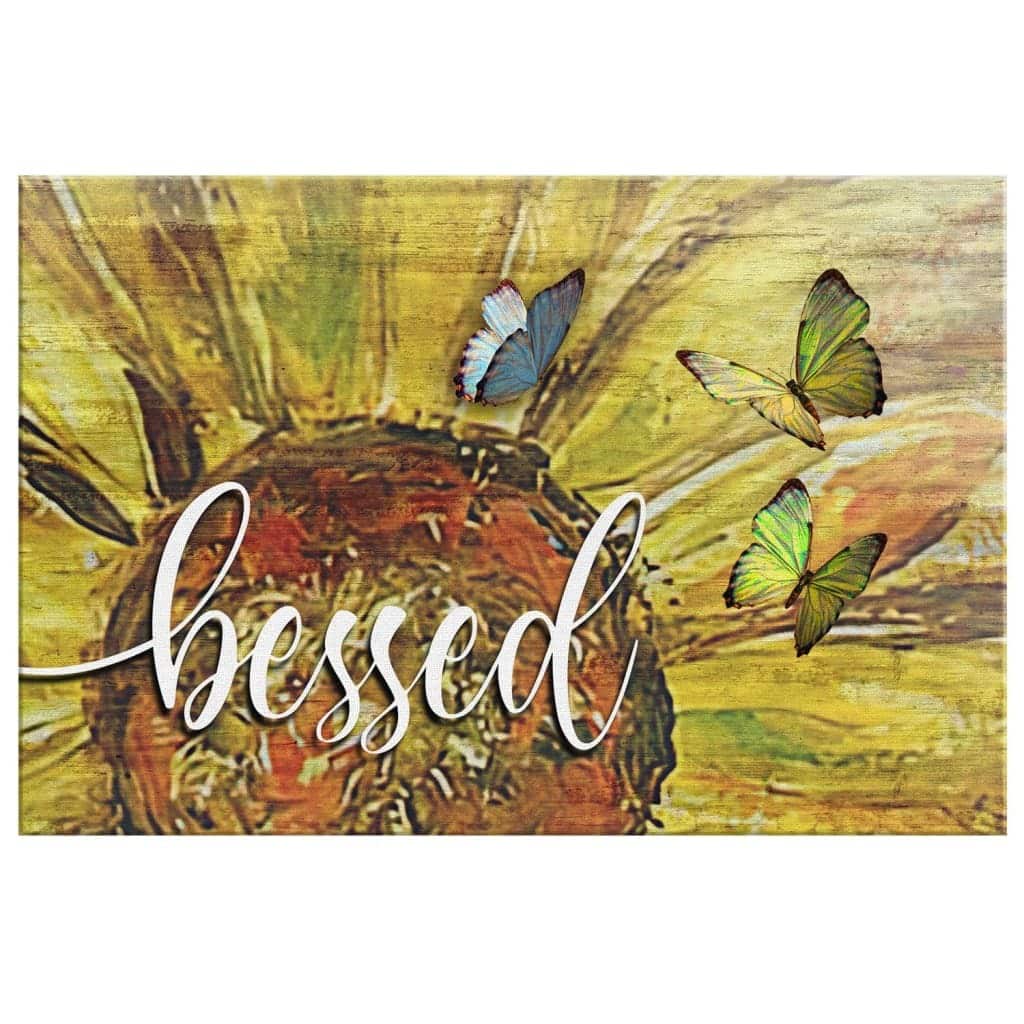 Christian Canvas Wall Art Blessed Sunflower Christian Canvas Wall Art Blessed Sunflower