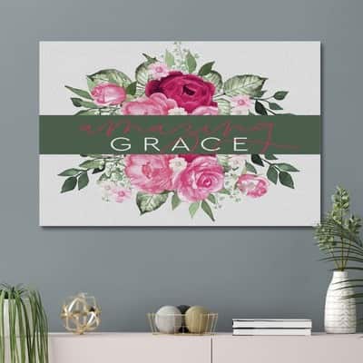 Christian Canvas Wall Art Amazing Grace Flower