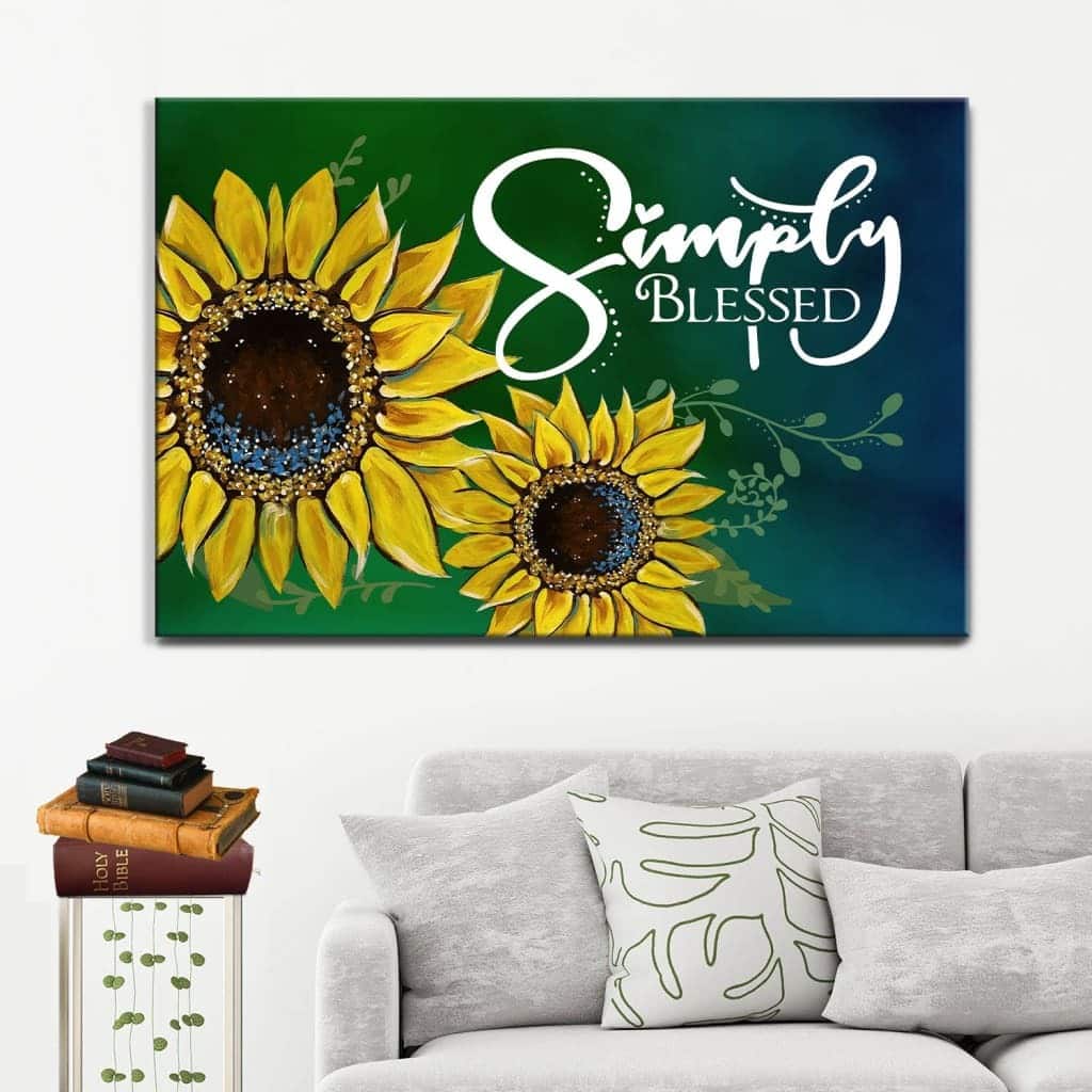 Sunflower Christian Simply Blessed Canvas Wall Art Sunflower Christian Simply Blessed Canvas Wall Art
