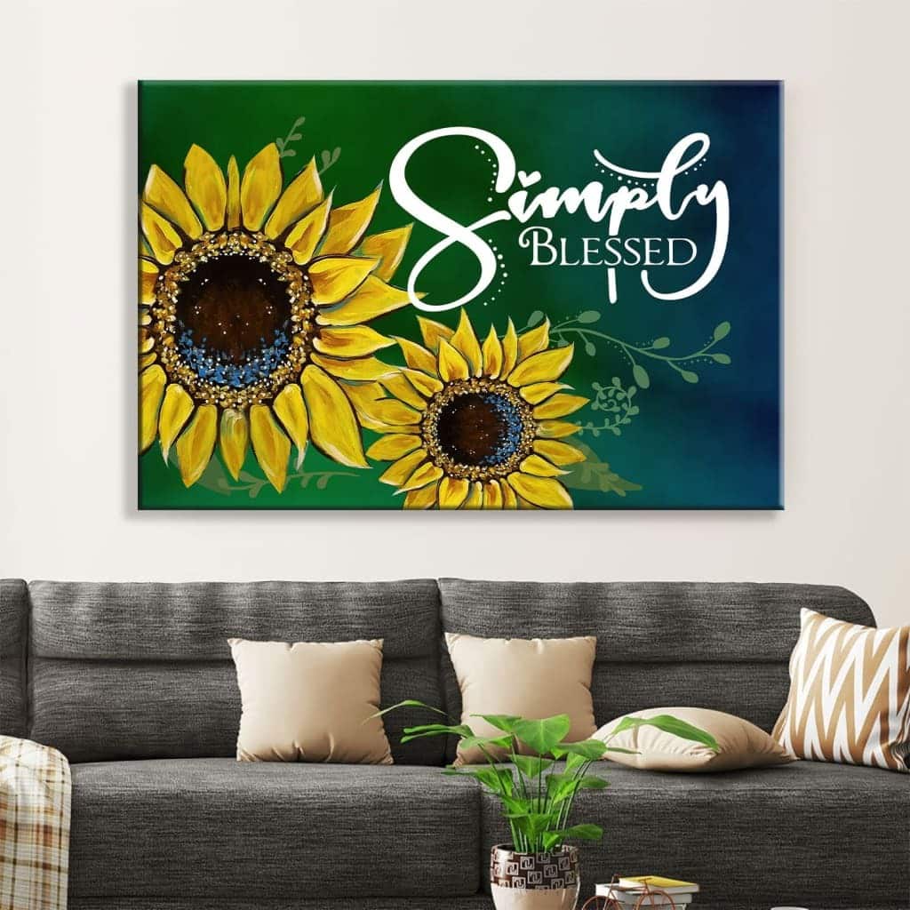 Sunflower Christian Simply Blessed Canvas Wall Art Sunflower Christian Simply Blessed Canvas Wall Art