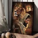 Christian Canvas Print Lion Pray With Jesus Jesus On The Cross Christian Canvas Print Lion Pray With Jesus Jesus On The Cross