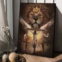 Christian Canvas Print Lion Jesus On Cross